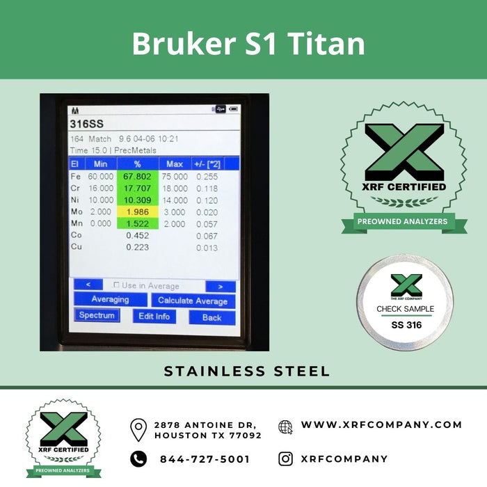 XRF Company Certified Lease to Own Bruker S1 Titan Handheld Analyzer For Metal Fabrication