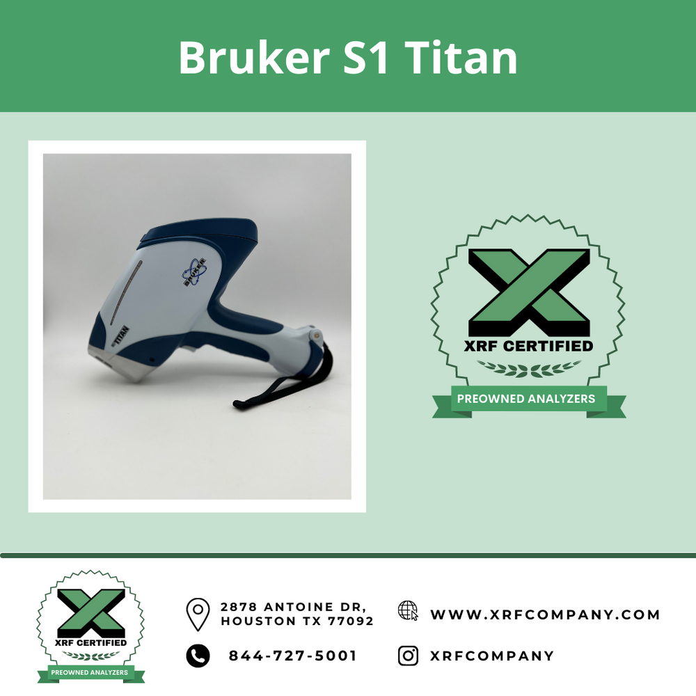 Lease to Own XRF Company New Bruker S1 Titan Handheld Analyzer & PMI Gun for PMI Testing & Scrap Metal Sorting for + Stainless Steel + Low Alloy Steels + Nickel + Titanium + Cobalt + Copper + Standard Alloys + Sulfur (SKU #702)