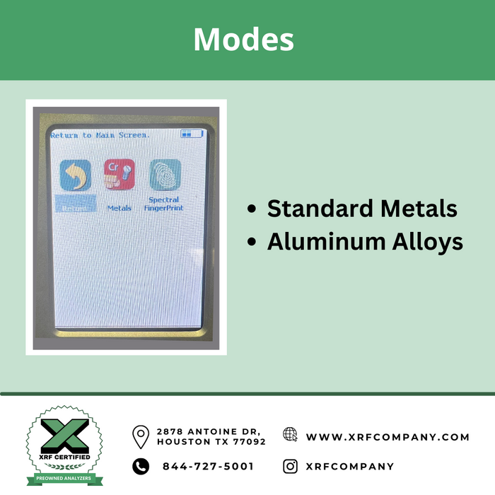 Lease to Own Factory Refurbished Certified Thermo Scientific Niton XL3t 800 XRF Analyzer for PMI Inspection & Scrap Metal Recycling with Standard Alloys+ Aluminum Alloys  (SKU #851)