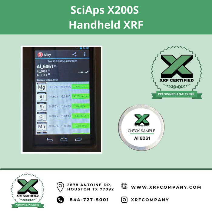 The XRF Company Certified Refurbished XRF Analyzer SciAps X200S for Metal Alloys (SKU #239)
