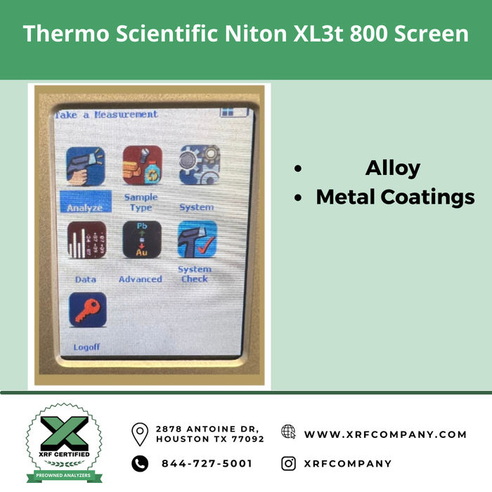Factory Refurbished Thermo Scientific Niton XL3t 700 XRF Analyzer with Electronic Alloy, Plastics and Geochem (SKU #869)