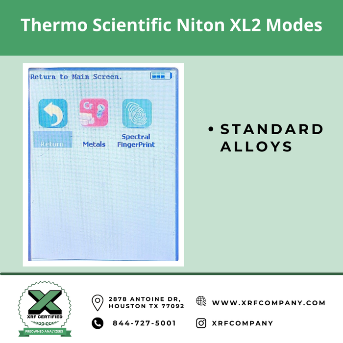 Thermo Niton XL2 800 Handheld XRF Analyzer GUN for PMI Testing & Scrap Metal Sorting:  Stainless & Low Alloy Steel + Nickel + Titanium + Cobalt + Copper Alloys + Aluminum + Standard Alloys (SKU #806)