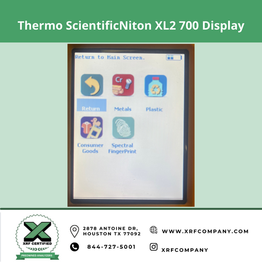 Factory Refurbished Thermo Niton XL2 700 XRF Gun for PMI Testing & Scrap Metal Sorting:  Standard Alloys + Aluminum Alloys.  (SKU #810)