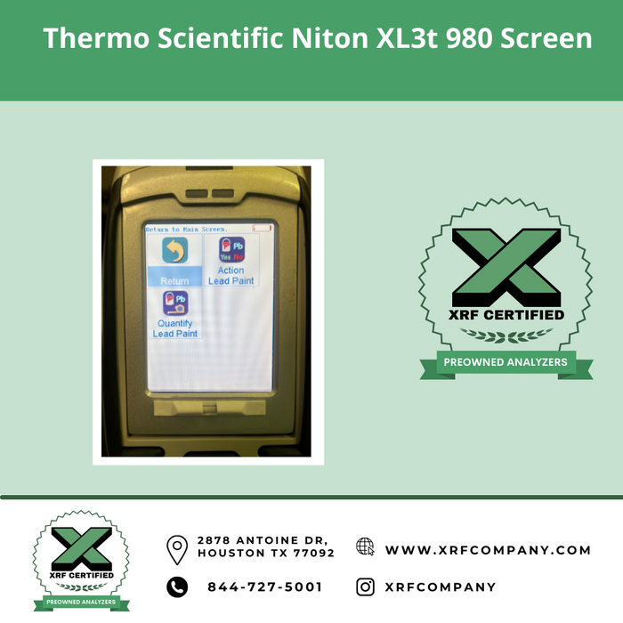 XRF Certified Pre-Owned- Thermo Scientific Niton XL3t XRF 980 XRF Analyzer & PMI Gun for Scrap Metal Recycling & PMI Testing of Stainless Steel + Low Alloy Steel + Titanium + Nickel + Cobalt + Copper Alloys & Soil + Lead Paint (SKU#860))