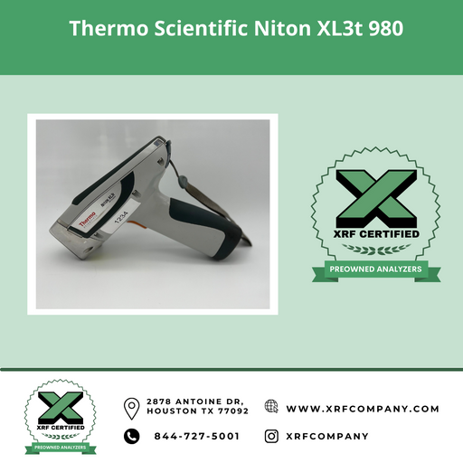 XRF Certified Pre-Owned- Thermo Scientific Niton XL3t XRF 980 XRF Analyzer & PMI Gun for Scrap Metal Recycling & PMI Testing of Stainless Steel + Low Alloy Steel + Titanium + Nickel + Cobalt + Copper Alloys & Soil + Lead Paint (SKU#860))