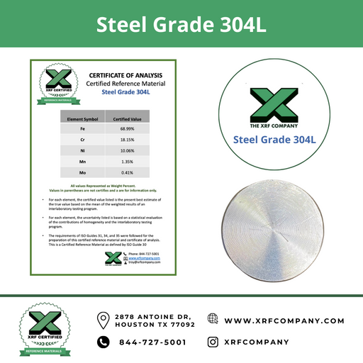XRF Metal Standard Steel Grade 304L