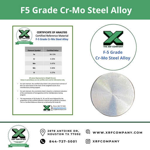 XRF Metal Standard F5 Grade Cr-Mo Steel Alloy