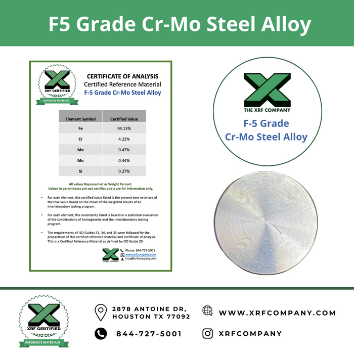 XRF Metal Standard F5 Grade Cr-Mo Steel Alloy