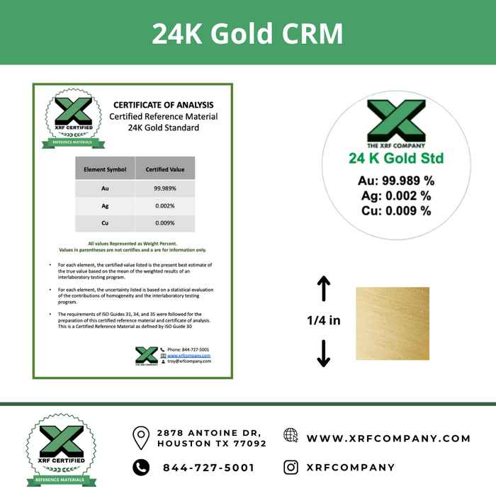 Gold and Silver Standard Set - Certified Reference Materials - Precious Metals - For XRF Analyzers