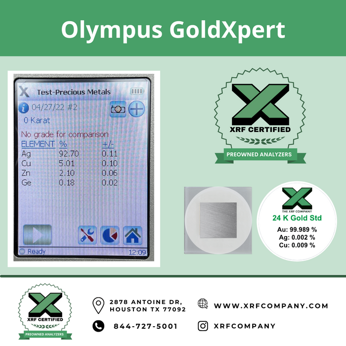 XRF Company Olympus GoldXpert XRF Analyzer For Precious Metals + Cash for Gold + Jewelry + Scrap Gold + Scrap Silver + Platinum + Gold Plated Objects (SKU #690)