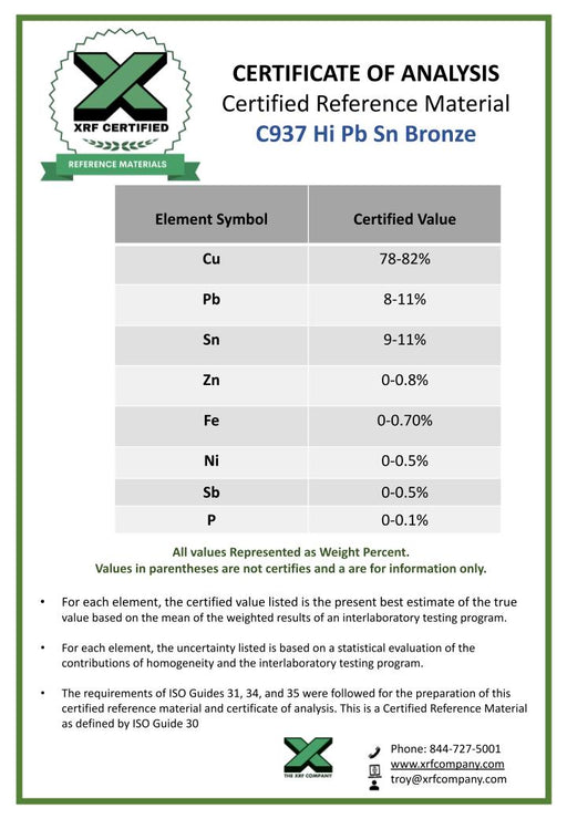 C937 Hi Pb Sn Bronze